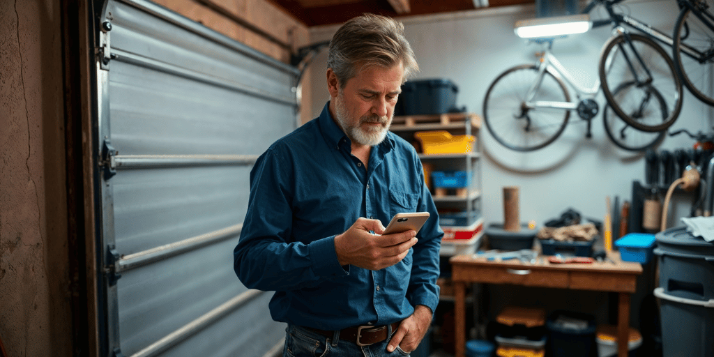 frustrated man in garage